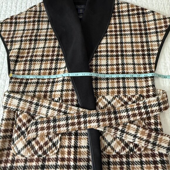 Rachel Roy biscotti and black plaid houndstooth belted wrap vest, S - Picture 8 of 9
